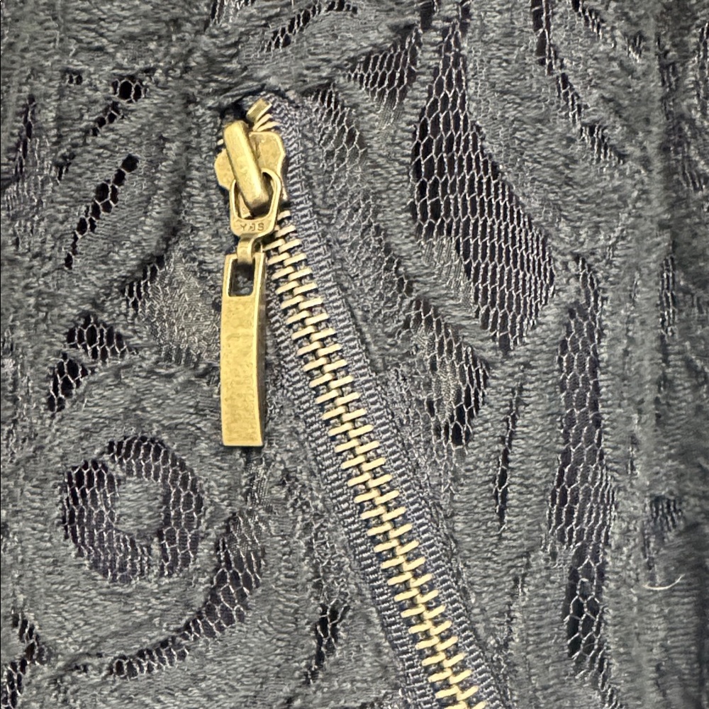 INC International Concepts Navy Lace Bomber Jacket - Picture 3 of 6